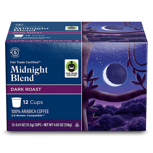Barissimo Fair Trade Midnight Blend Dark Roast Coffee Pods, 12 count